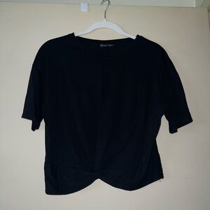 Zara Black Short Sleeve Twist Top